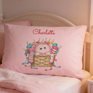 Housse D'oreillers Conception de monstre de chaussette rose mignon et