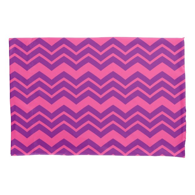 Housse D'oreillers Conception de motif chevron rose et violet  (devant)