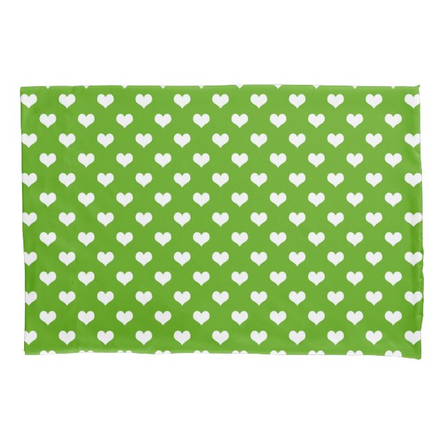 Housse D'oreillers Conception de motif de cœur d'amour blanc vert  (devant)