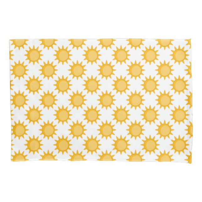 Housse D'oreillers Conception de motif de soleil sur fond blanc  (devant)