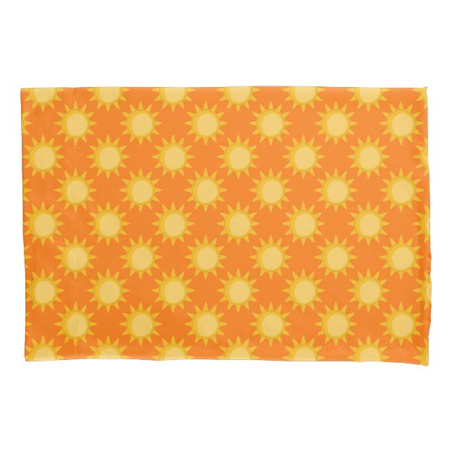 Housse D'oreillers Conception de motif de soleil sur orange  (devant)