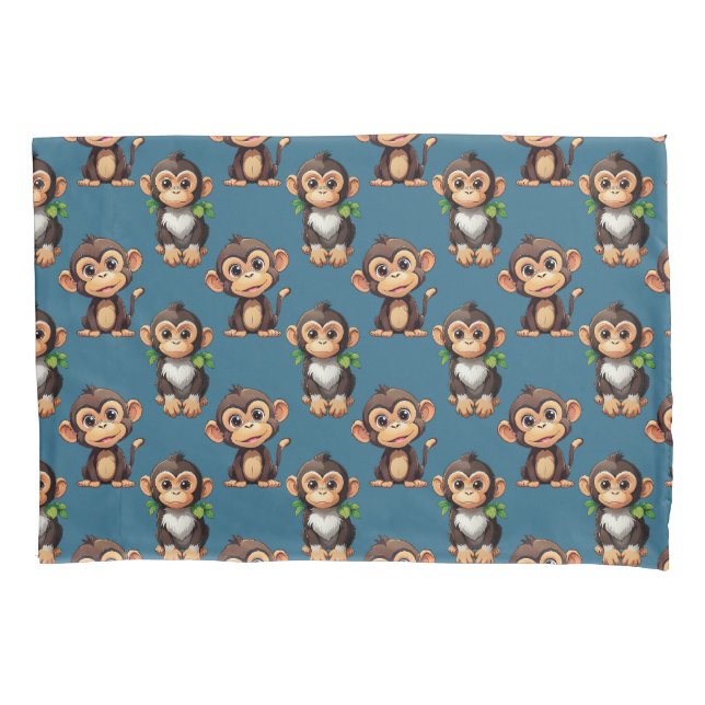 Housse D'oreillers Conception de motif singe bleu  (devant)