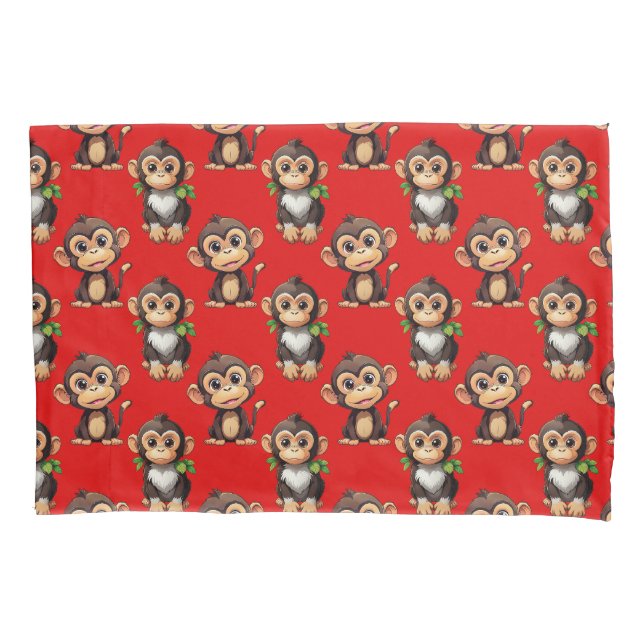Housse D'oreillers Conception de motif singe rouge (devant)
