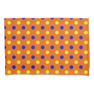Housse D'oreillers Conception de points polka bleus jaunes orange