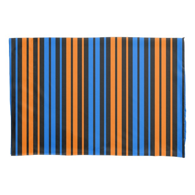 Housse D'oreillers Conception de rayures verticales bleu orange bleu  (devant)