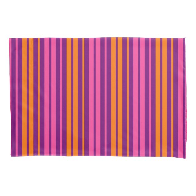 Housse D'oreillers Conception de rayures verticales rose orange viole (devant)
