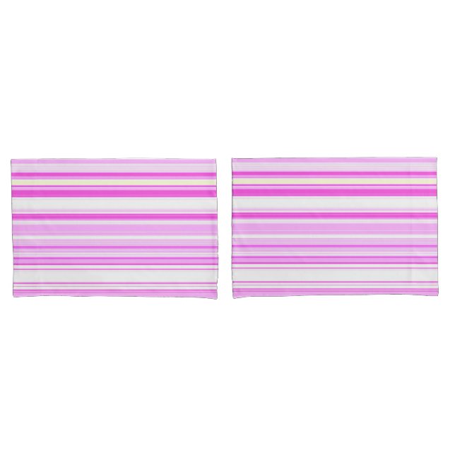 Housse D'oreillers Contemporain teinte rose rayée (devant-Set)