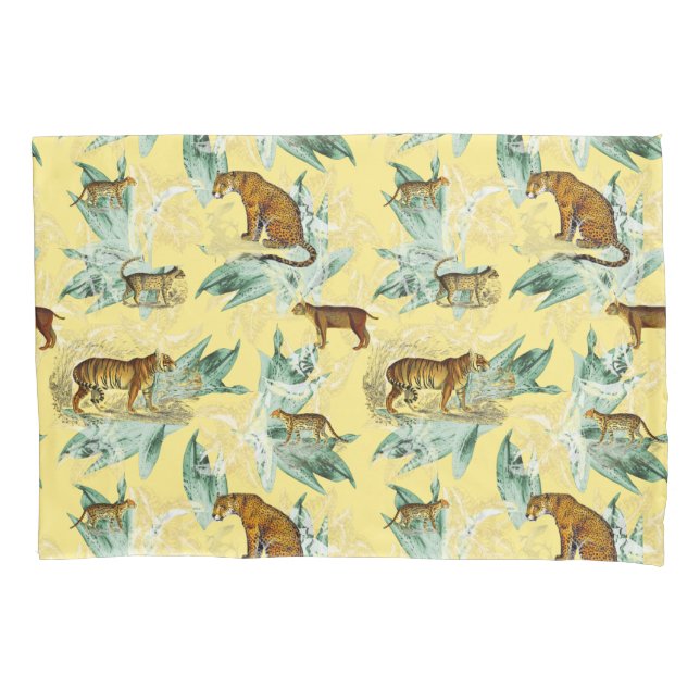 Housse D'oreillers Cool Tropical Safari Wild Cats Tiger Jaune (devant-gauche)