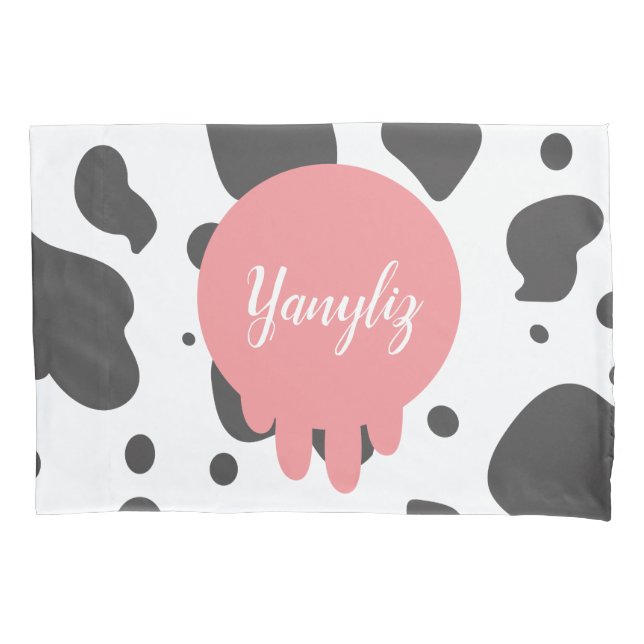 Housse D'oreillers Cool Vache Nom d'impression Monogramme (devant)