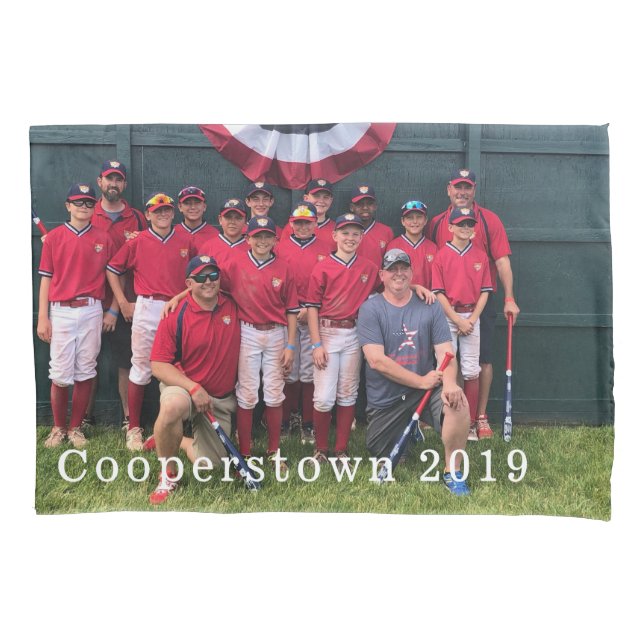 Housse D'oreillers Cooperstown NY Baseball Team Photo Coach Player (devant)