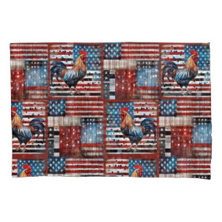 Housse D'oreillers Coq American Flag Pièce d'art populaire