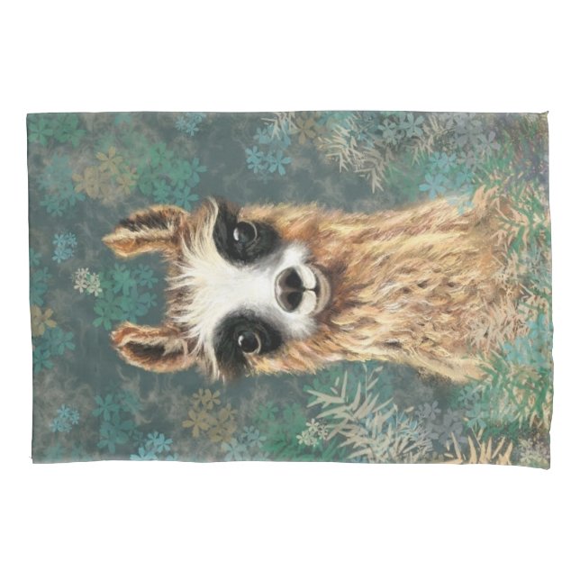 Housse D'oreillers Coque Coussin amusant avec Curious Baby Llama (devant)