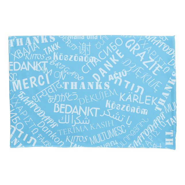 Housse D'oreillers Coque Coussin bleu avec multilingue Merci votre te (devant)