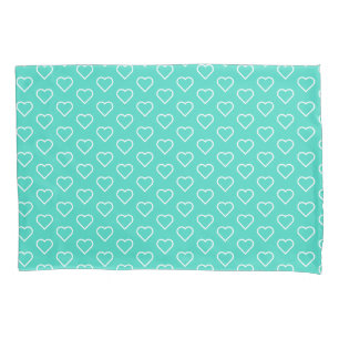 Housse D'oreillers Coque Coussin bleu turquoise avec coeur ou Choisir