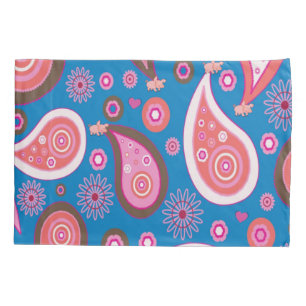 Housse D'oreillers Coque coussin Blue Pink Paisley