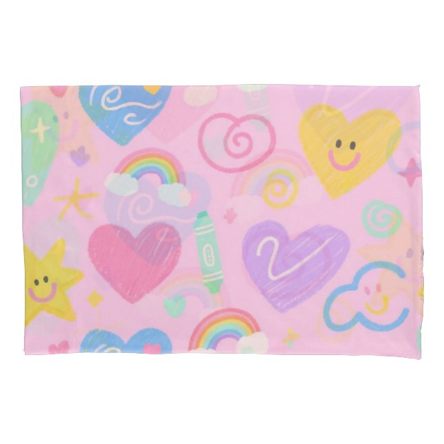Housse D'oreillers Coque coussin Coeurs & Doodles - Kidcore Pastel Vi (devant)