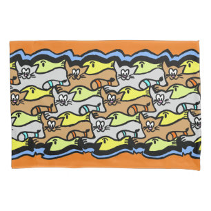 Housse D'oreillers Coque Coussin de caricatures de poissons et de cha