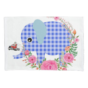 Housse D'oreillers Coque Coussin de tournesol, Eléphant bleu floral