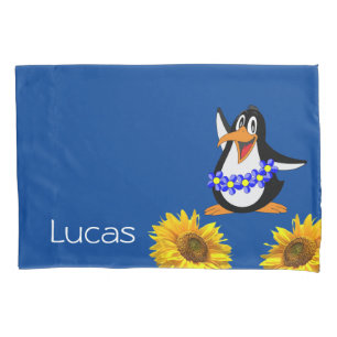 Housse D'oreillers Coque Coussin de tournesol, Pingouin floral