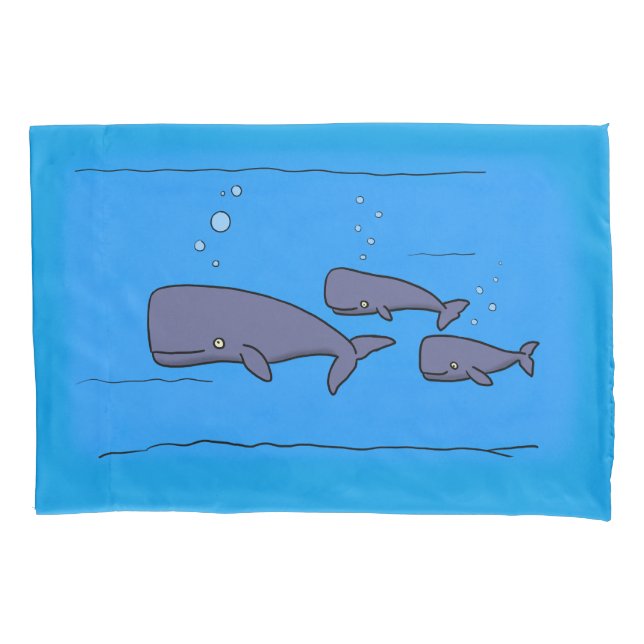 Housse D'oreillers coque coussin des baleines dessinées (devant)