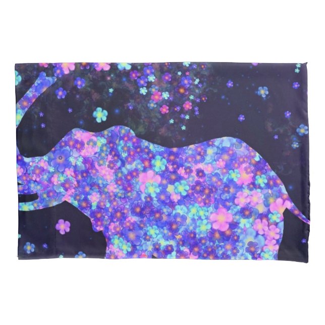 Housse D'oreillers Coque Coussin des fleurs éléphantes (devant)