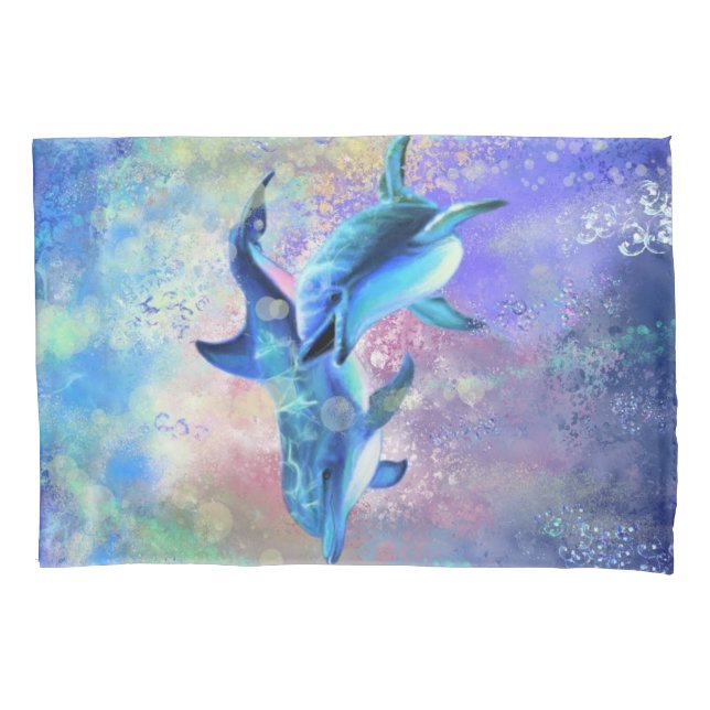 Housse D'oreillers Coque Coussin Dolphin en couple (devant)
