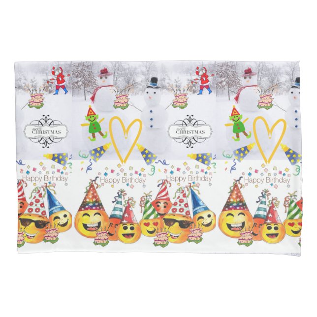 Housse D'oreillers Coque coussin Joyeux Noël Joyeux anniversaire (devant)