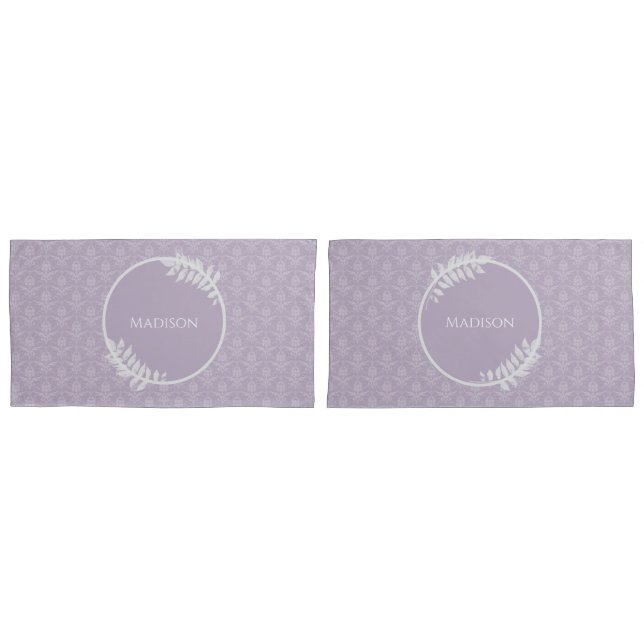 Housse D'oreillers Coque Coussin Lavender Elegant Damask (devant-Set)