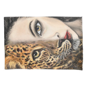 Housse D'oreillers Coque Coussin Leopard Girl
