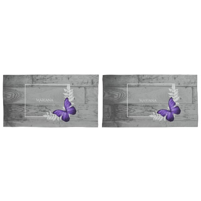 Housse D'oreillers Coque Coussin papillon violet (devant-Set)