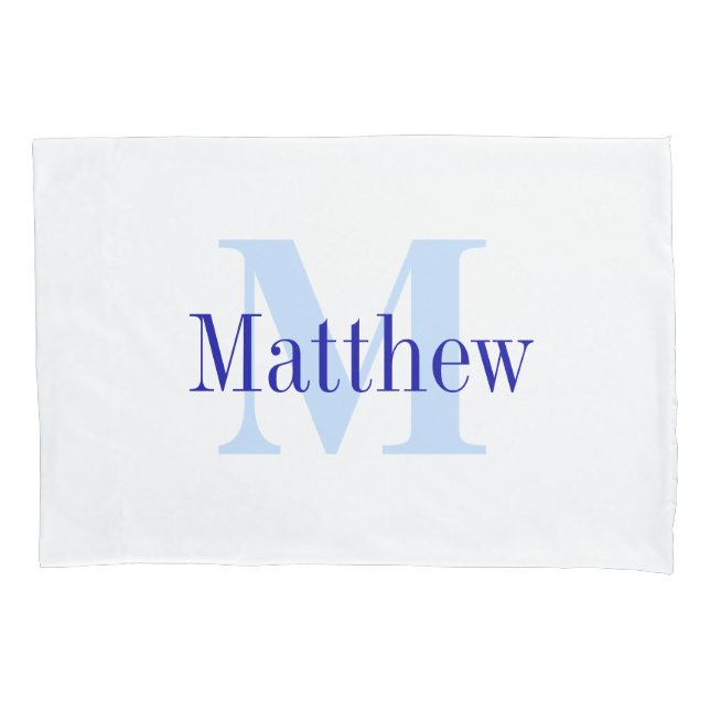 Housse D'oreillers Coque Coussin personnalisé Monogramme bleu (devant)