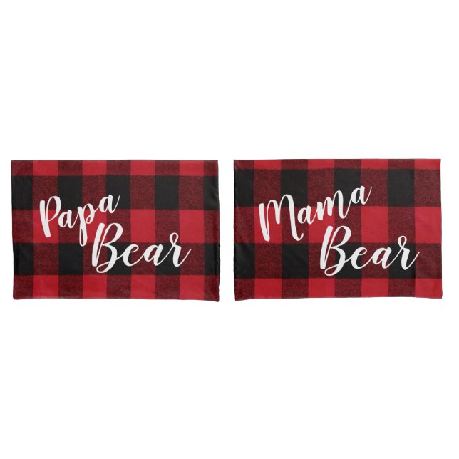 Housse D'oreillers Coque Coussin personnalisé Ours plaid de Red Buffa (devant-Set)