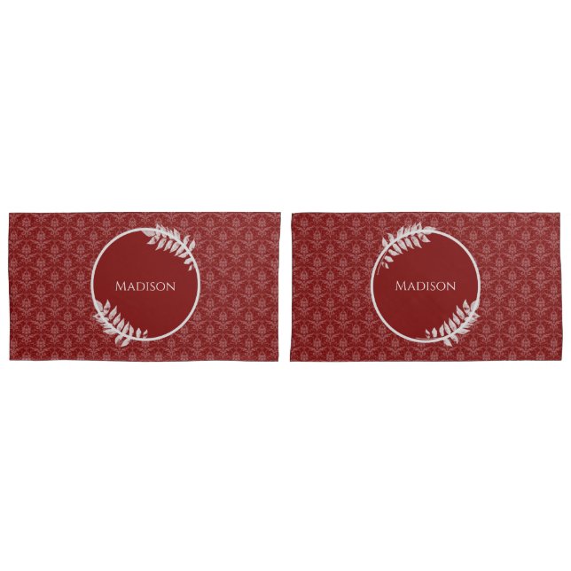 Housse D'oreillers Coque Coussin Red Elegant Damask (devant-Set)
