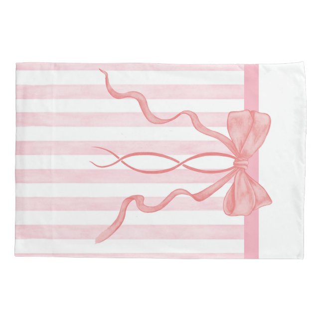 Housse D'oreillers Coque Coussin rose Bow et Stripes (Dos)