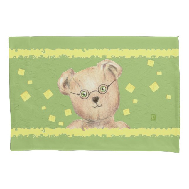 Housse D'oreillers Coque Coussin standard Nounours aux yeux verts (devant)