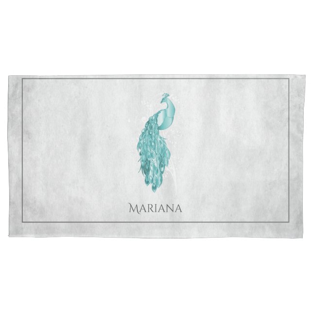 Housse D'oreillers Coque Coussin turquoise Elegant Peacock (devant)