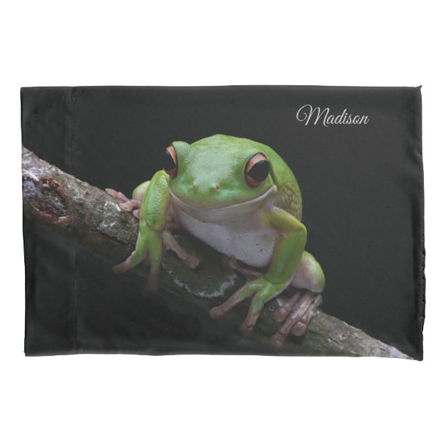 Housse D'oreillers Coque de Coussin de grenouille de nom personnalisé (devant)