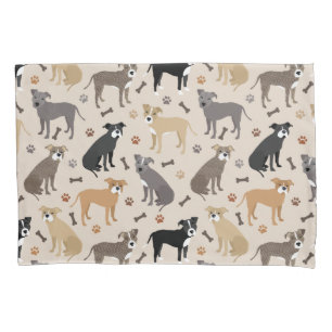 Housse D'oreillers Coque de Coussin de pattes et d'os Pitbull