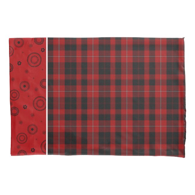 Housse D'oreillers Coque de Coussin plat élégant en tatan rouge et no (devant)