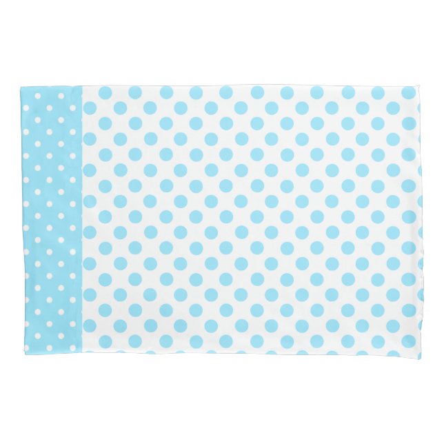 Housse D'oreillers Coque de Coussin Polka bleu et blanc (devant)