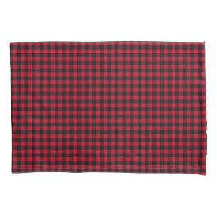 Housse D'oreillers Coque de Coussin rouge En vichy noir et blanc