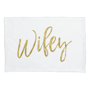 Housse D'oreillers Coque du Coussin Wifey Faux White et Gold Foil