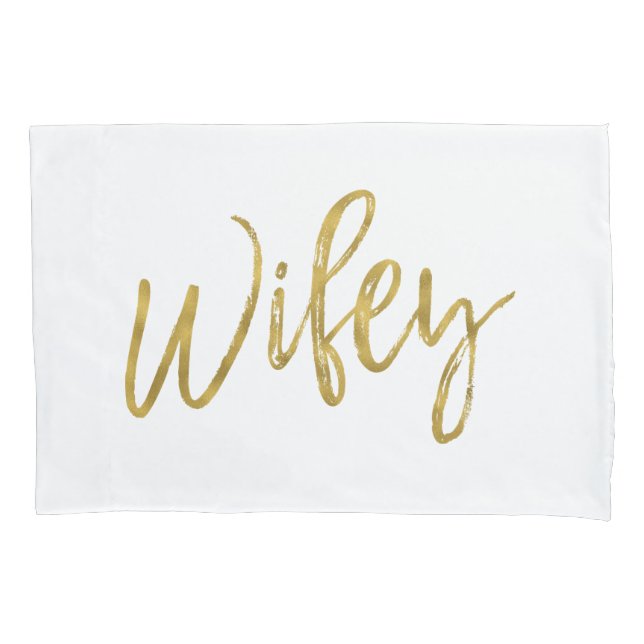 Housse D'oreillers Coque du Coussin Wifey Faux White et Gold Foil (devant)