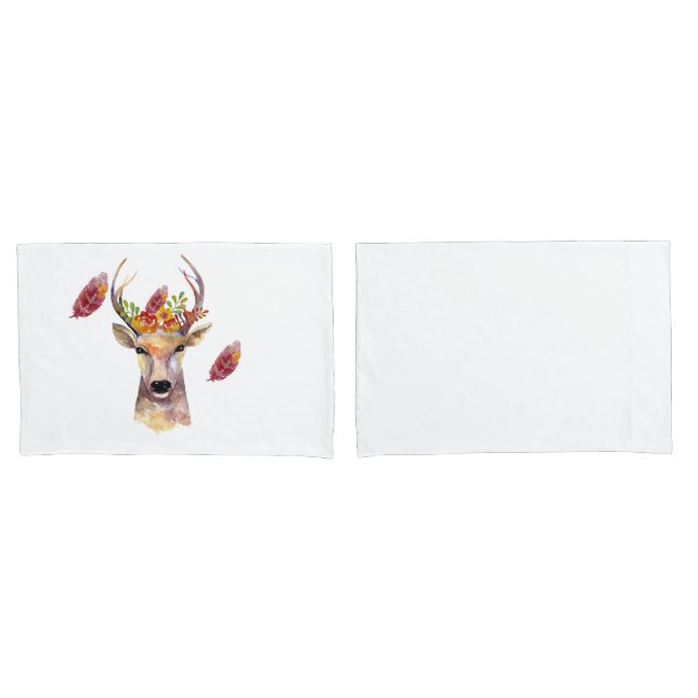 Housse D'oreillers Coques Coussins personnalisés boho cerf Buck head  (devant-Set)
