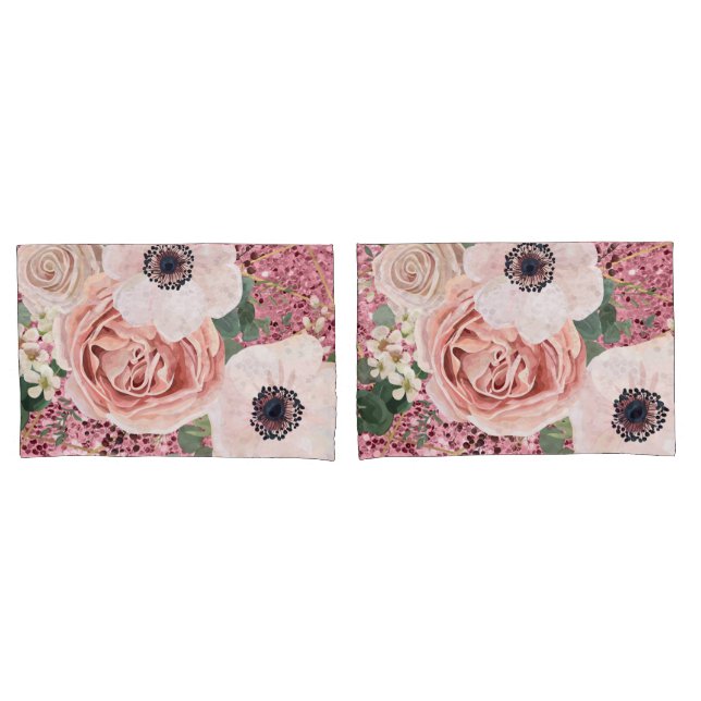 Housse D'oreillers Coques Coussins personnalisés Rose de jardin géomé (devant-Set)