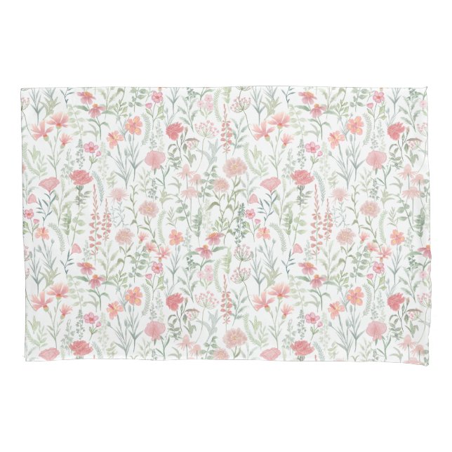 Housse D'oreillers Coquette Feminine Pink Wildflower Meadow (devant)