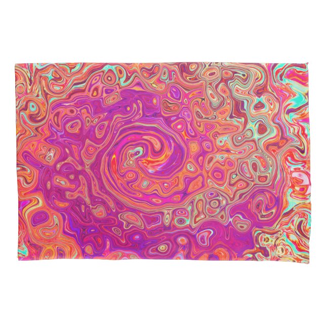 Housse D'oreillers Corail Abstrait rétro et spirale de marbre pourpre (devant)