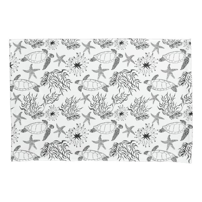 Housse D'oreillers Corail plante, tortue marine (devant)