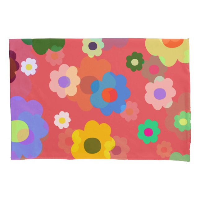 Housse D'oreillers Coral Rouge Retro Fleur Motif Tropical Floral (devant)