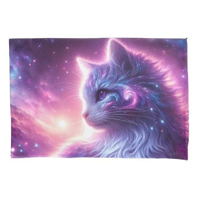 Housse D'oreillers Cosmic Galaxy Mystical Feline Celestial (devant)